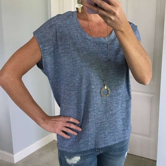 Blue Mineral Wash Short Sleeve Top - Picture 3 of 7